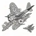 C-130 propeller blades floral design tattoo design idea