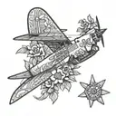 C-130 propeller blades floral design tattoo design idea