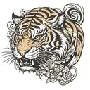 tiger fighting tattoo design idea