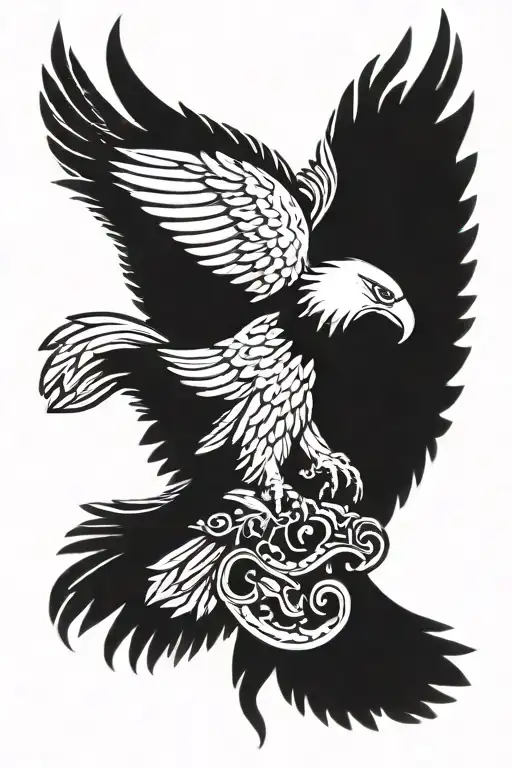 Eagle with Crown black African tattoo design idea