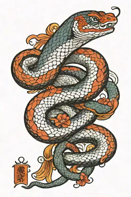 snake Hindu faith written tattoo design idea