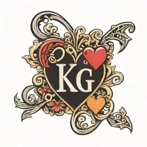 4 small hearts linked with initials K S G S tattoo design idea