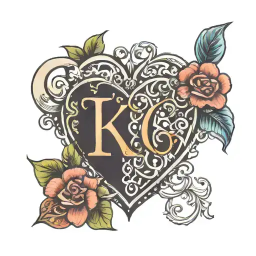 4 hearts with initials K S G S tattoo design idea