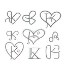 4 small hearts linked with initials K S G S tattoo design idea