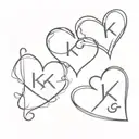 4 small hearts linked with initials K S G S tattoo design idea