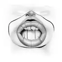 Woman with sewn shut lips tattoo design idea