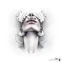 Woman with sewn shut lips tattoo design idea