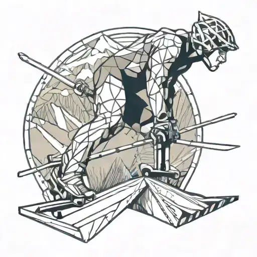 mountains skiing gymnastics pommel horse tattoo design idea