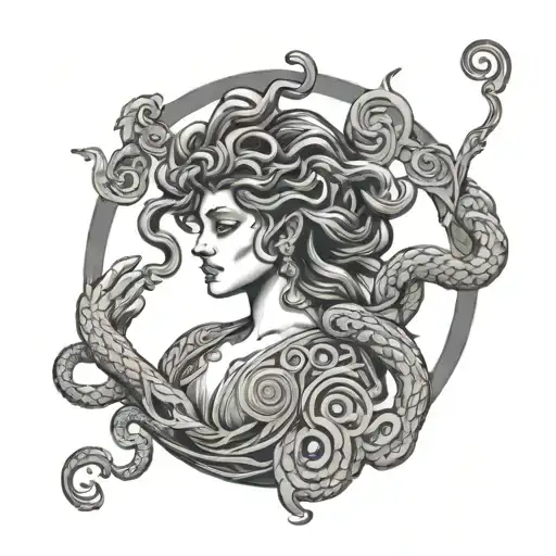 Medusa and the Empress tarot card tattoo design idea