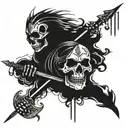 indian skeleton throwing spear  tattoo design idea