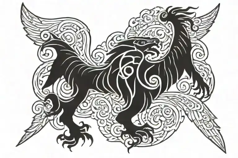 a back tattoo in the style of Slavic culture that represents strength and intelligence tattoo design idea