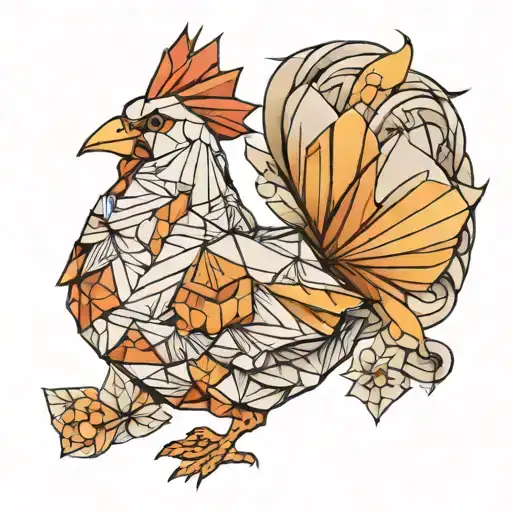 origami hen in a tattoo design idea
