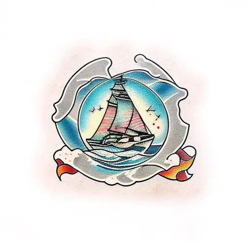 shattered and peaceful, sea, heart. tattoo design idea