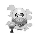 A Daruma Doll on clouds tattoo design idea