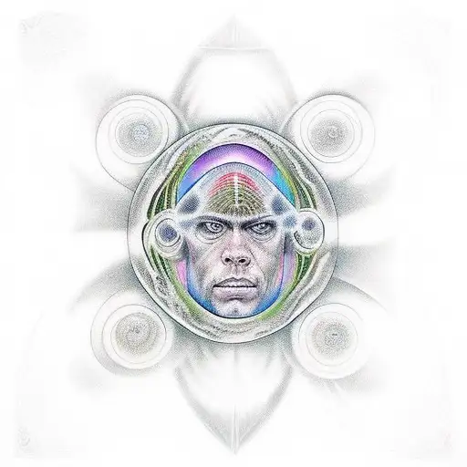 alex grey eyes art in an underwater setup for a sleeve tattoo, i already have a ship and a mermaid tattoo design idea