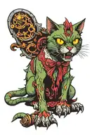 zombie cat tattoo design idea