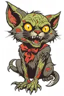 zombie cat tattoo design idea