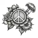 flower peace sign tattoo design idea