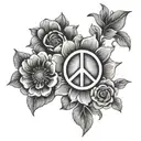 flower peace sign tattoo design idea