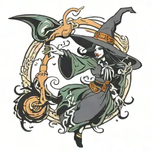 witch dancer tattoo design idea