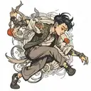 dainty boy dancing tattoo design idea