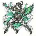 northern lights dancer tattoo design idea