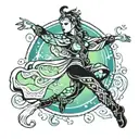 northern lights dancer tattoo design idea
