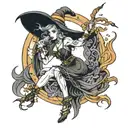 witch dancer tattoo design idea