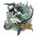 witch dancer tattoo design idea