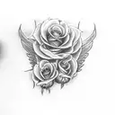 Angel's Wing, Demon Wing, Roses, Zodiac sign gemini tattoo design idea