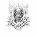 Angel's Wing, Demon Wing, Roses, Zodiac sign gemini tattoo design idea