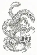 Scorpion wrapping tail around skull in irezumi style for side tattoo design idea