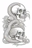 Scorpion wrapping tail around skull in irezumi style for side tattoo design idea
