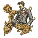 Question mark in a suit tattoo design idea