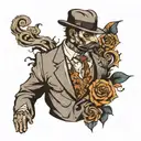 Question mark in a suit tattoo design idea