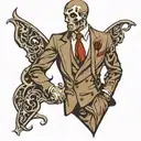 Question mark in a suit tattoo design idea