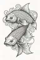 Video game controller morphing into a Japanese koi fish swimming upstream tattoo design idea