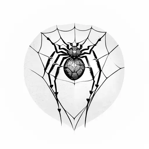 heart shaped spiderweb with spider surrounded by lilly of the vallies tattoo design idea