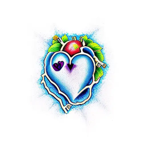 heart with a blueberry tattoo design idea
