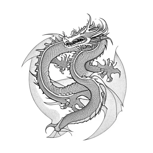 Dragon tattoo that wraps around the entire arm but excludes the hand tattoo design idea