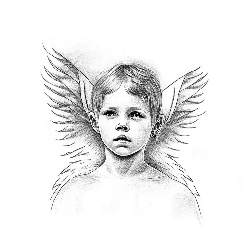 NUMBERS, ROMAN NUMERAL, CHILD,ANGEL tattoo design idea