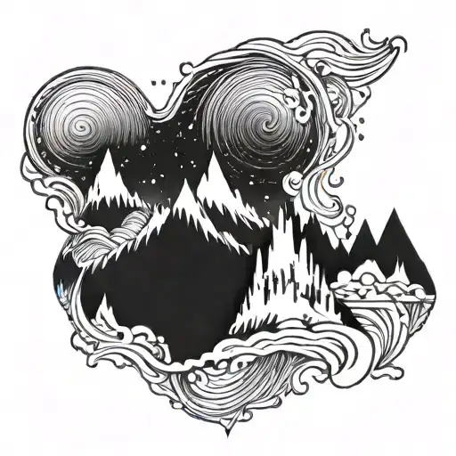 aurora borealis colors tattoo design idea