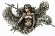 Valkyrie warrior with intricate tattoo design idea