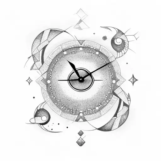 andromeda galaxy and a clock tattoo design idea