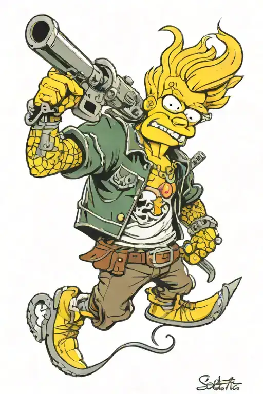 Sagittarius with bart simpson  tattoo design idea