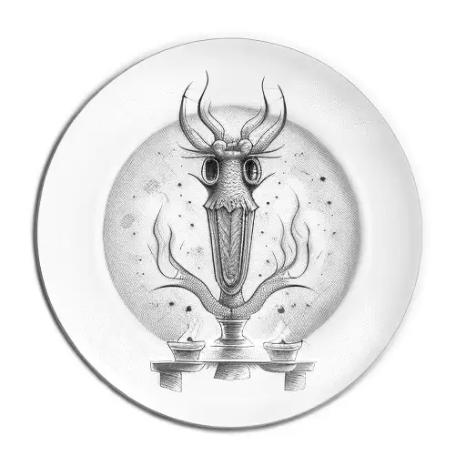 A dinner plate with a candle lit on it tattoo design idea