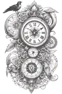 wisdom courage clock compass rose clean lines swallow tattoo design idea