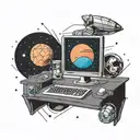 space, computer, tattoo design idea