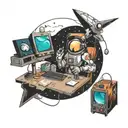 space, computer, tattoo design idea