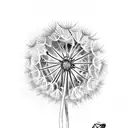 dandelion with dragonfly's  tattoo design idea